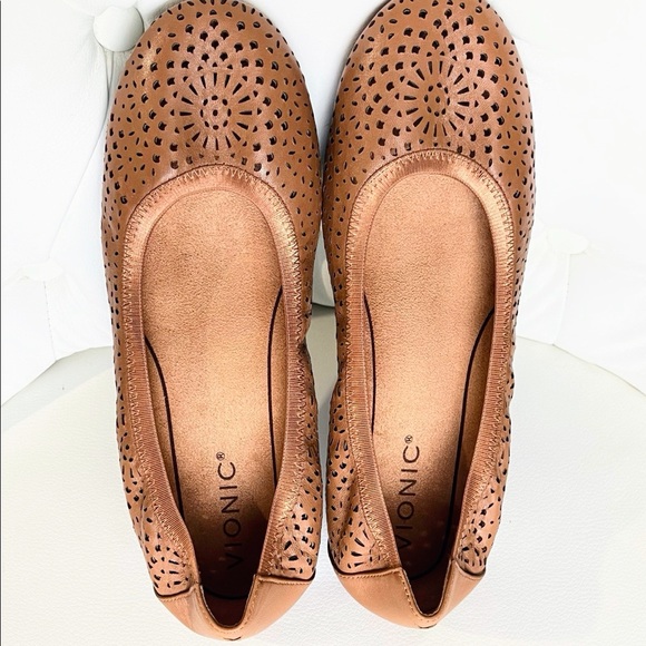 Vionic Perforated Leather Ballet Flats - Picture 2 of 7